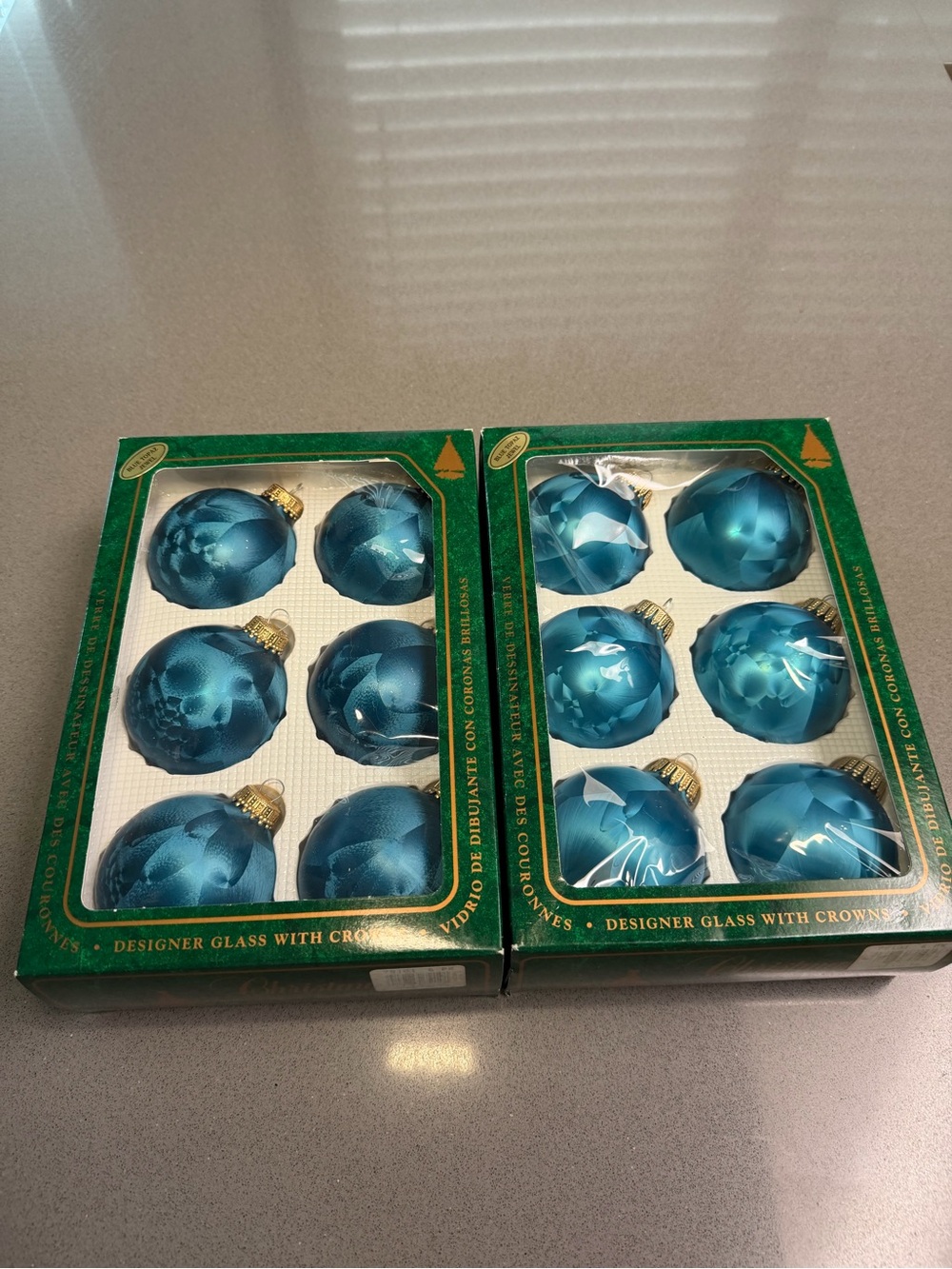 Teal Blue Glass Holiday Ornament Set - Pack of 16